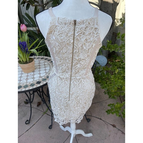 NWT ASTR The Label Womens Sheath Lurex Ivory Lace Dress Lined Spaghetti Straps S - Picture 5 of 8